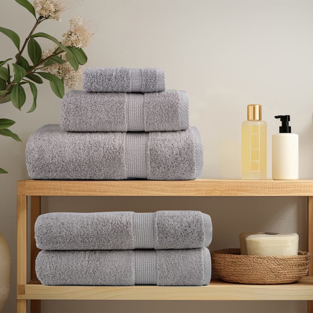 Lot de 2 serviettes de douche haut de gamme SOLUND gris 70x140 cm 600 g/m²