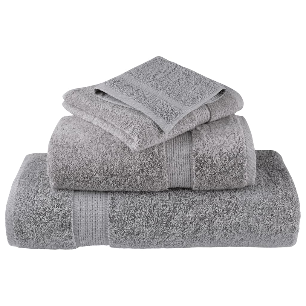 Lot de 2 serviettes de douche haut de gamme SOLUND gris 70x140 cm 600 g/m²