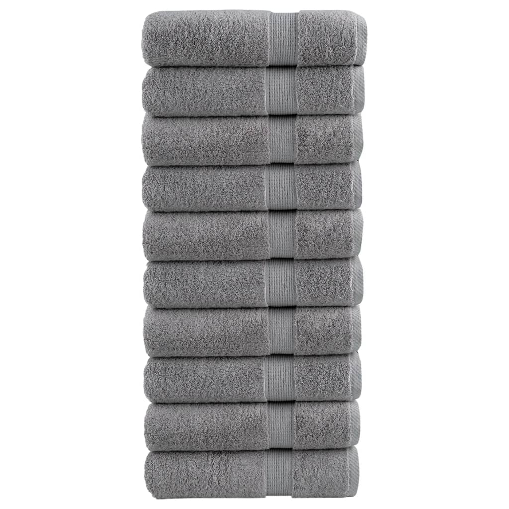 Serviettes de bain premium SOLUND 10 pièces Gris 100x150 cm 600 g/m²
