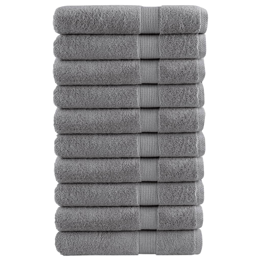 Premium Handtücher SOLUND 10 Stk. Grau 100x200 cm 600 g/m²