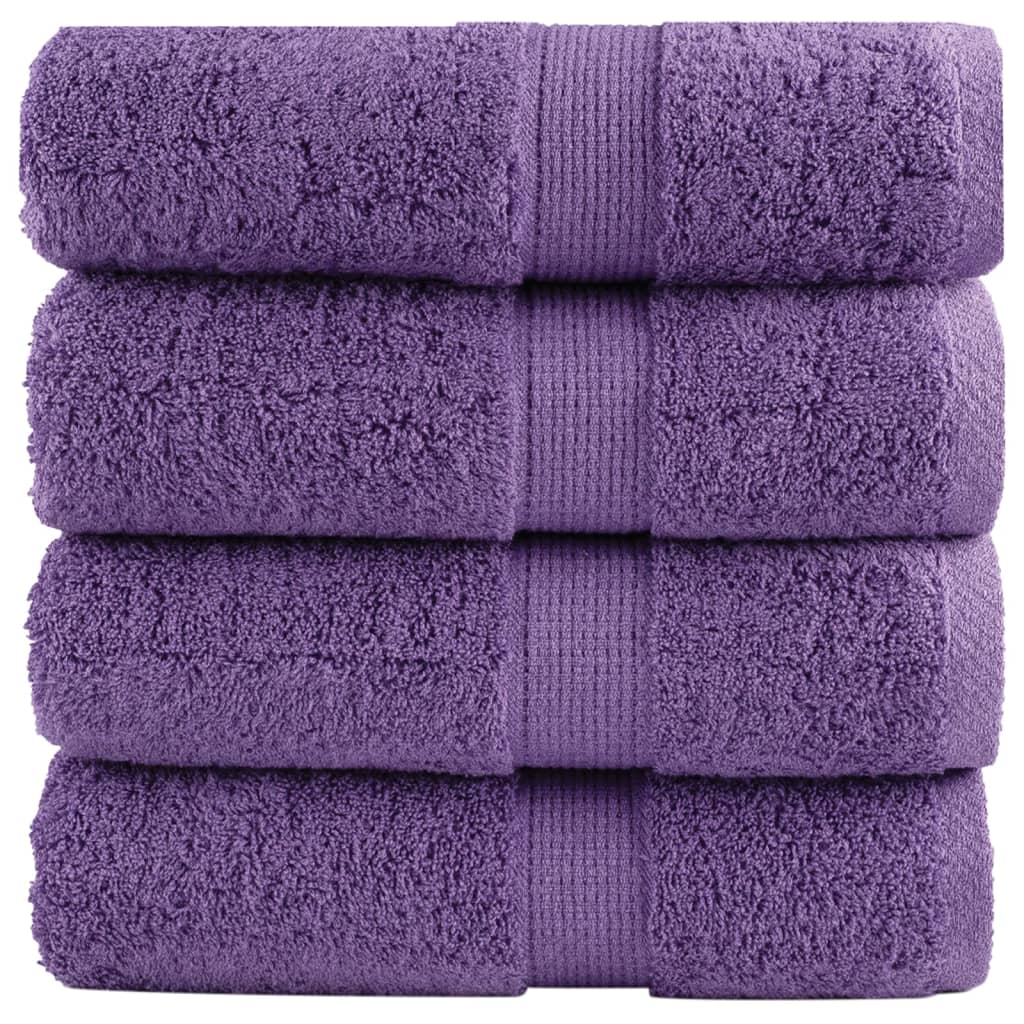 Serviettes de toilette Premium SOLUND 4 pièces violettes 30x30 cm 600 g/m²
