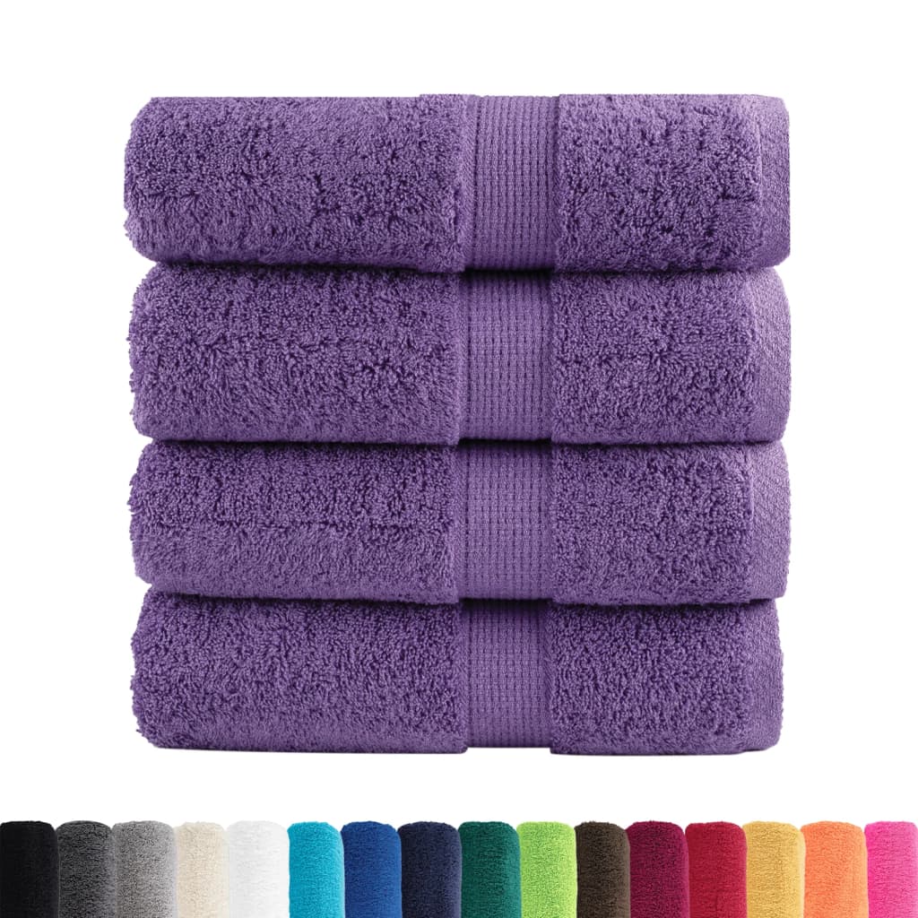 Serviettes de toilette Premium SOLUND 4 pièces violettes 30x30 cm 600 g/m²