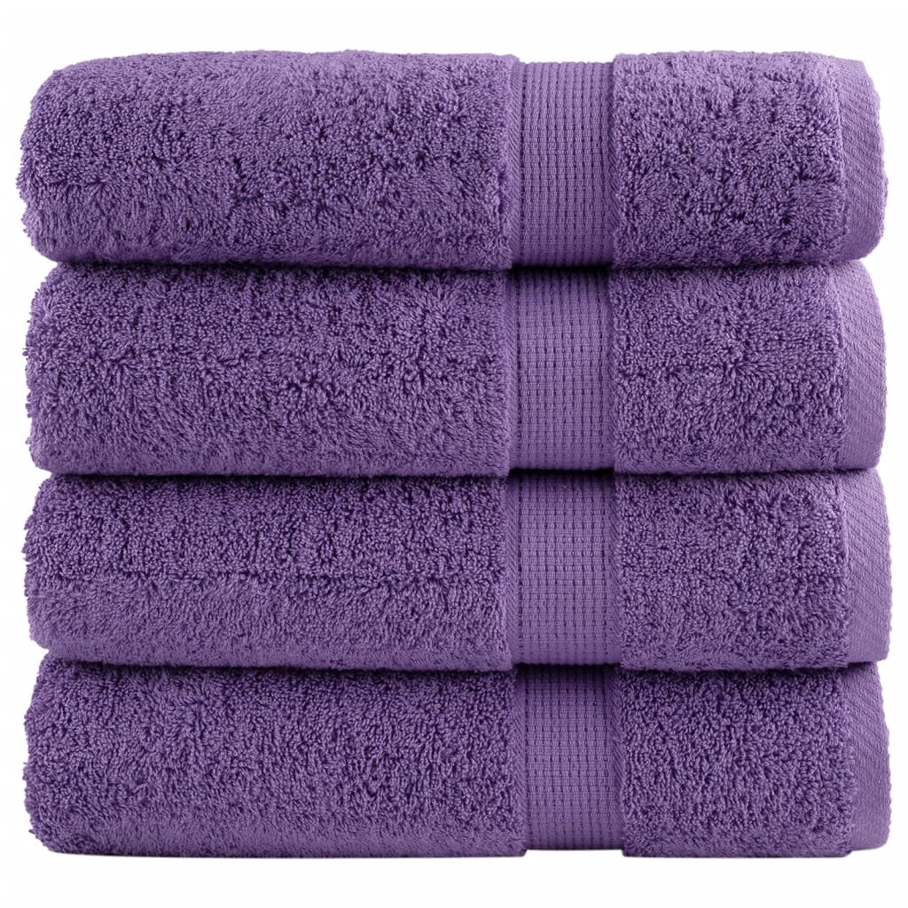 Serviettes de bain premium SOLUND 4 pces violettes 100x150 cm 600 g/m²