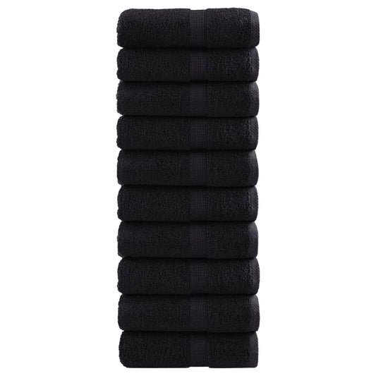 Serviettes de toilette premium SOLUND, lot de 10, noir, 30x30 cm, 600 g/m²