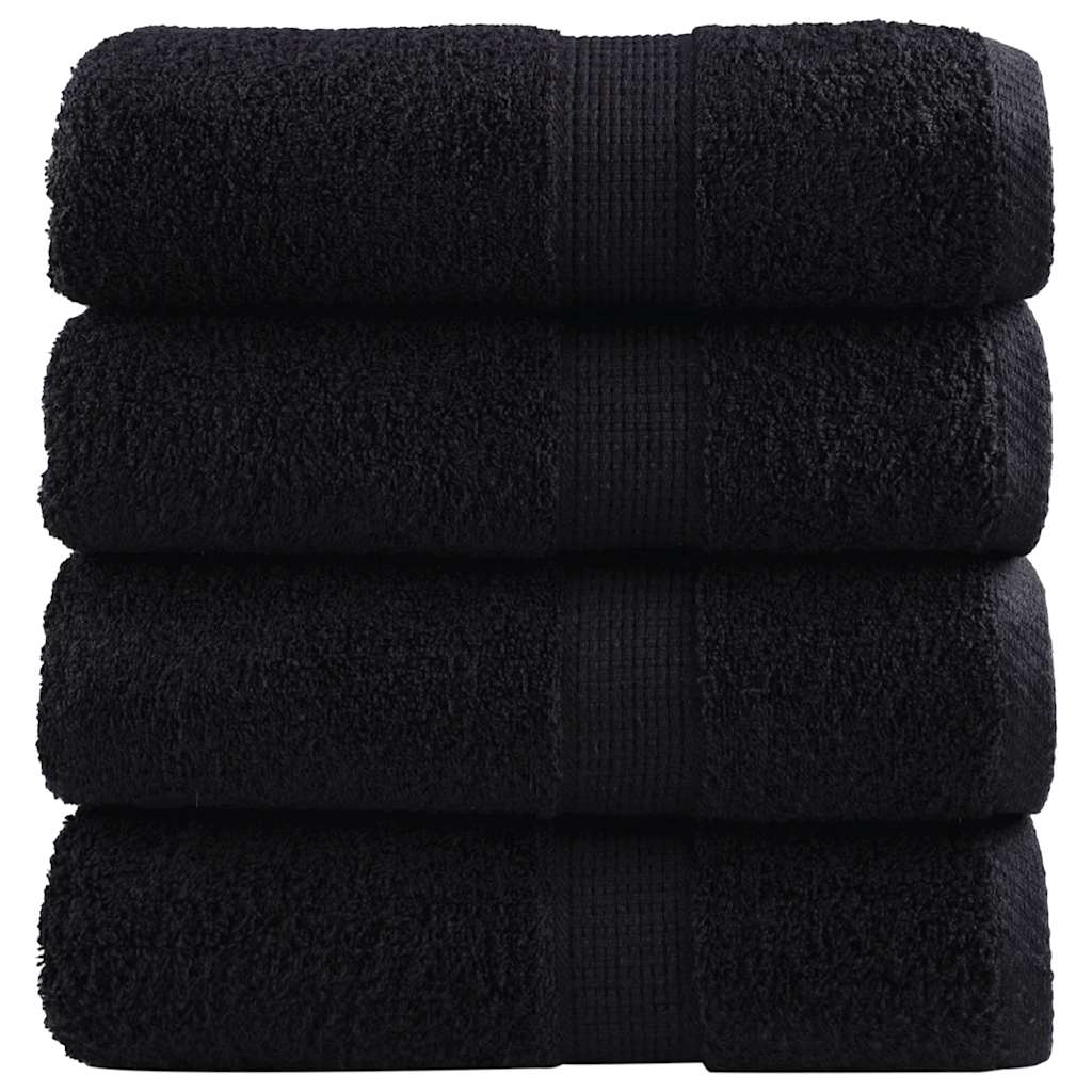 Serviettes invités Premium SOLUND lot de 4 Noir 30x50 cm 600 g/m²