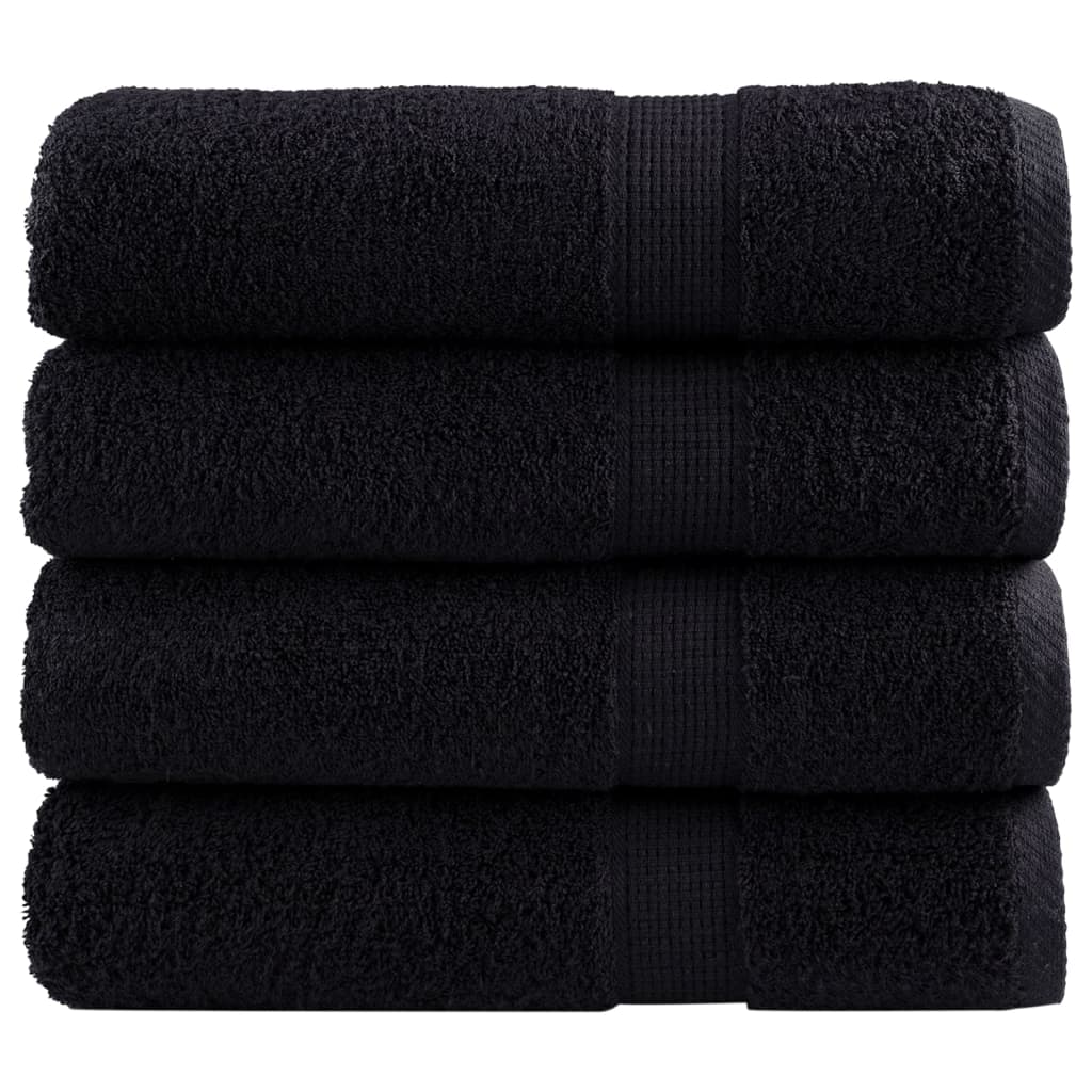 Serviettes de bain premium SOLUND 4 pces Noir 50x100 cm 600 g/m²