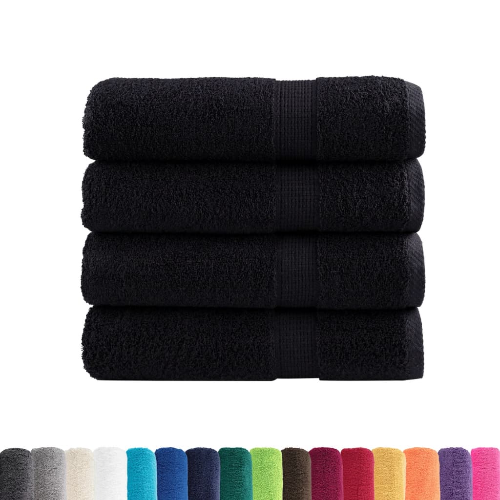 Serviettes de bain premium SOLUND 4 pces Noir 50x100 cm 600 g/m²