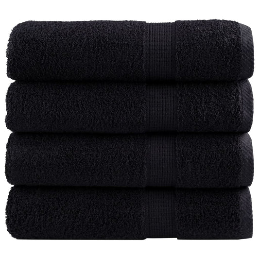 Serviettes de douche premium SOLUND, lot de 4, noir, 70x140 cm, 600 g/m²