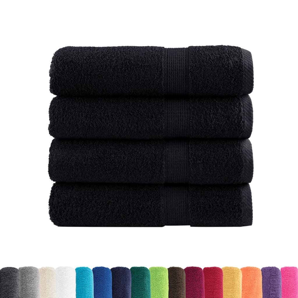 Serviettes de bain premium SOLUND 4 pces Noir 100x150 cm 600 g/m²
