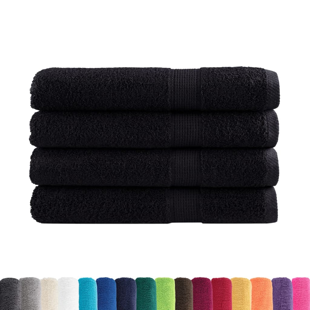 Serviettes de sauna premium SOLUND 4 pces Noir 80x200 cm 600 g/m²