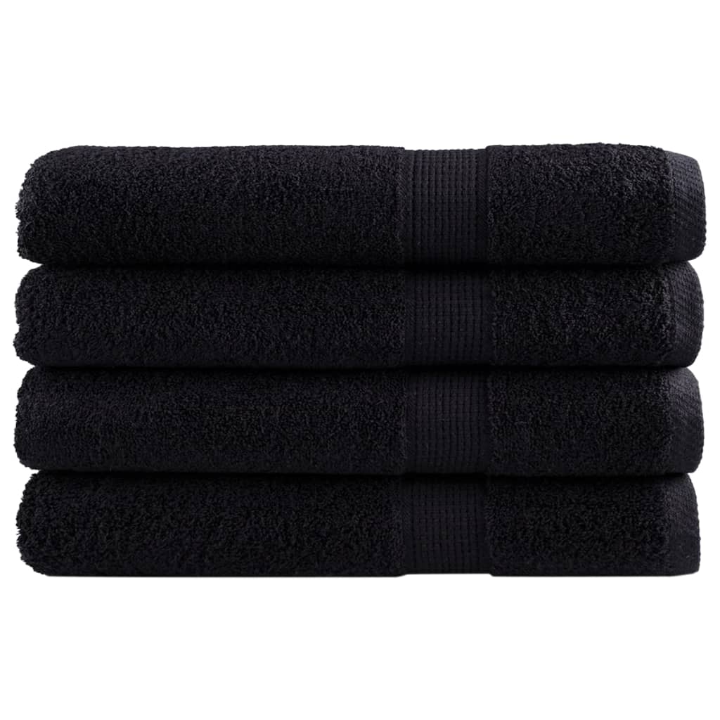 Serviettes de bain premium SOLUND, lot de 4, noir, 100x200 cm, 600 g/m²