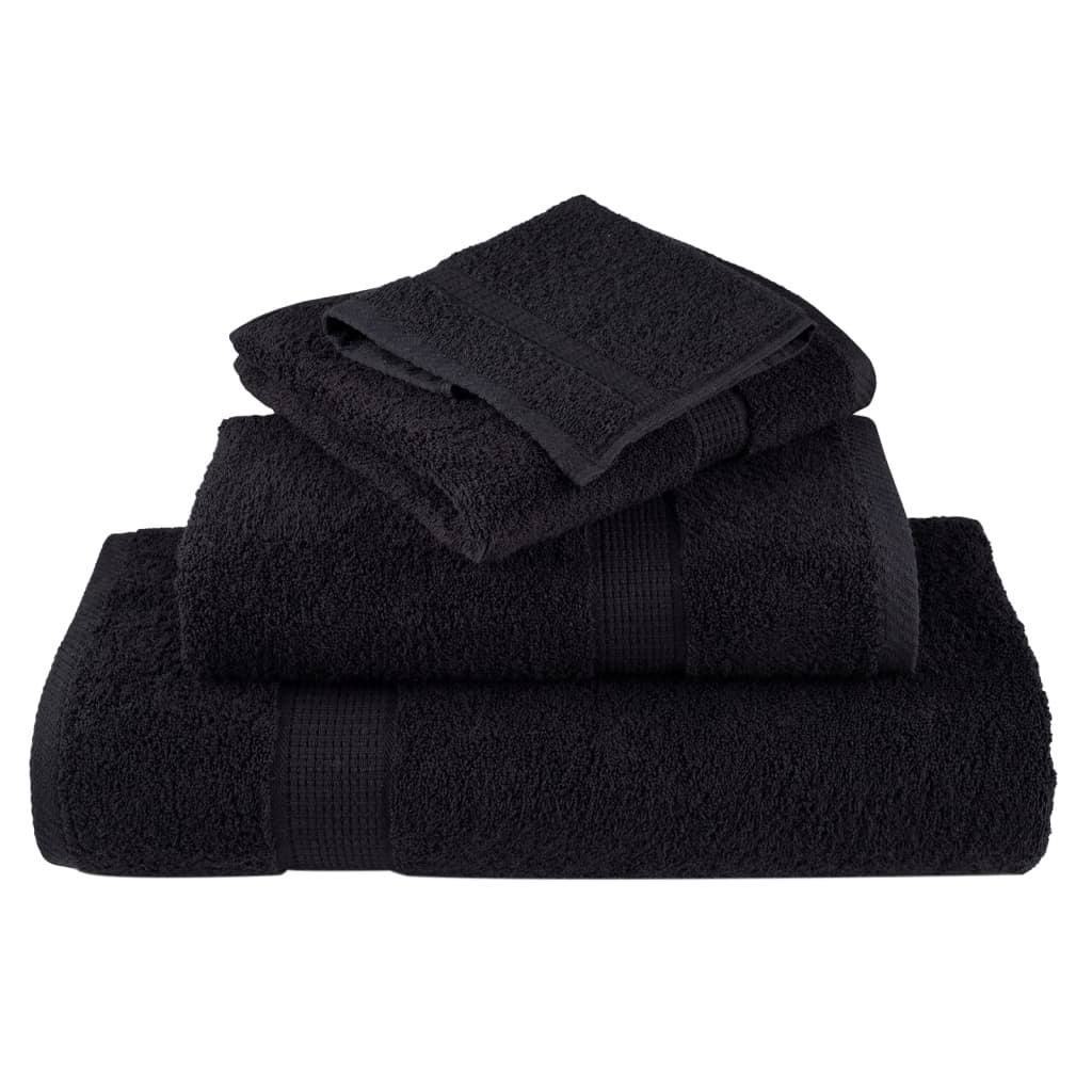 Serviettes de bain premium SOLUND, lot de 4, noir, 100x200 cm, 600 g/m²
