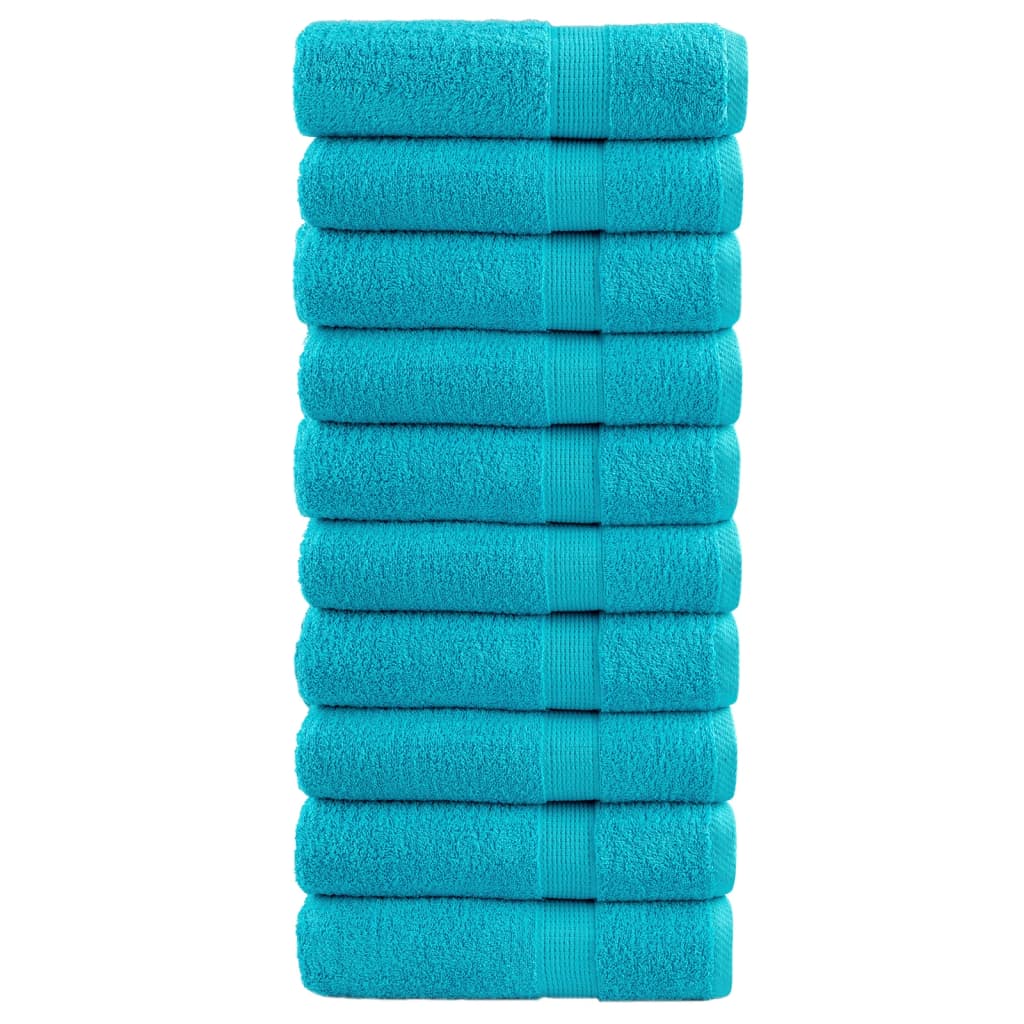 Serviettes de douche premium SOLUND 10 pièces Turquoise 70x140 cm 600 g/m²