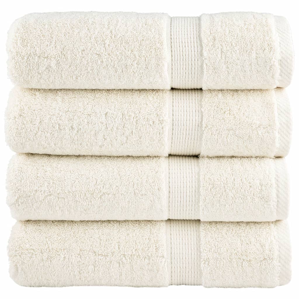 Serviettes de toilette premium SOLUND 4 pièces Blanc crème 50x100 cm 600 g/m²