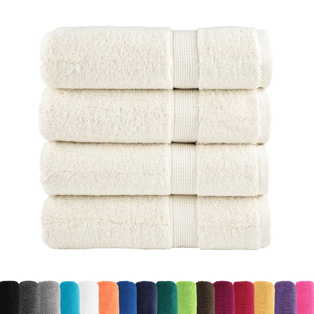 Serviettes de toilette premium SOLUND 4 pièces Blanc crème 50x100 cm 600 g/m²
