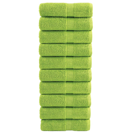 Gants de toilette SOLUND Premium - Lot de 10 - Vert pomme - 30x30 cm - 600 g/m²