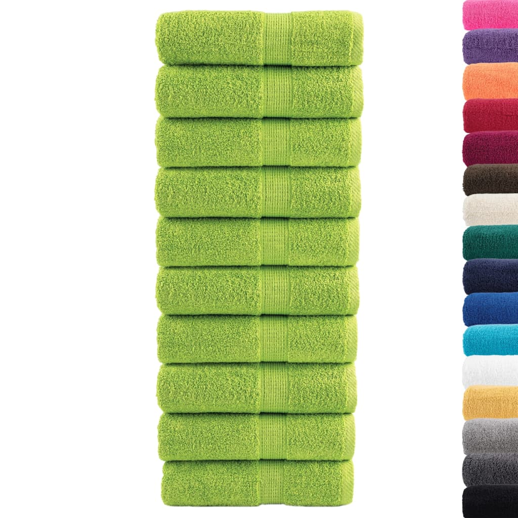 Gants de toilette SOLUND Premium - Lot de 10 - Vert pomme - 30x30 cm - 600 g/m²
