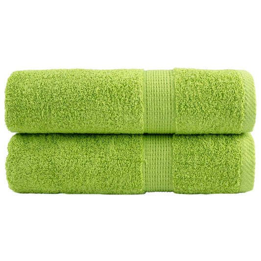 Serviettes de toilette premium SOLUND 2 pces Vert pomme 50x100 cm 600 g/m²