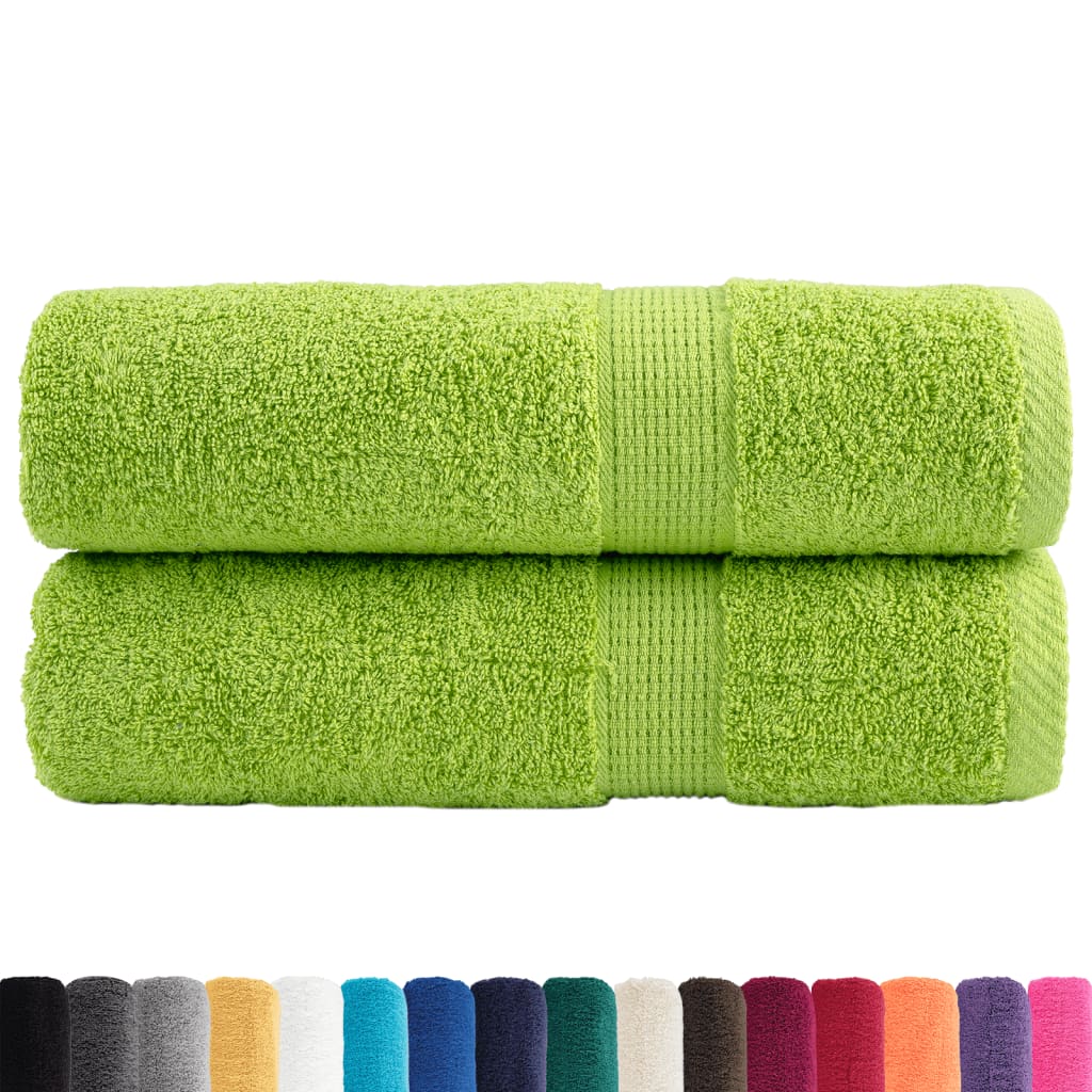 Serviettes de bain premium SOLUND 2 pcs. vert pomme 100x150 cm 600 g/m²