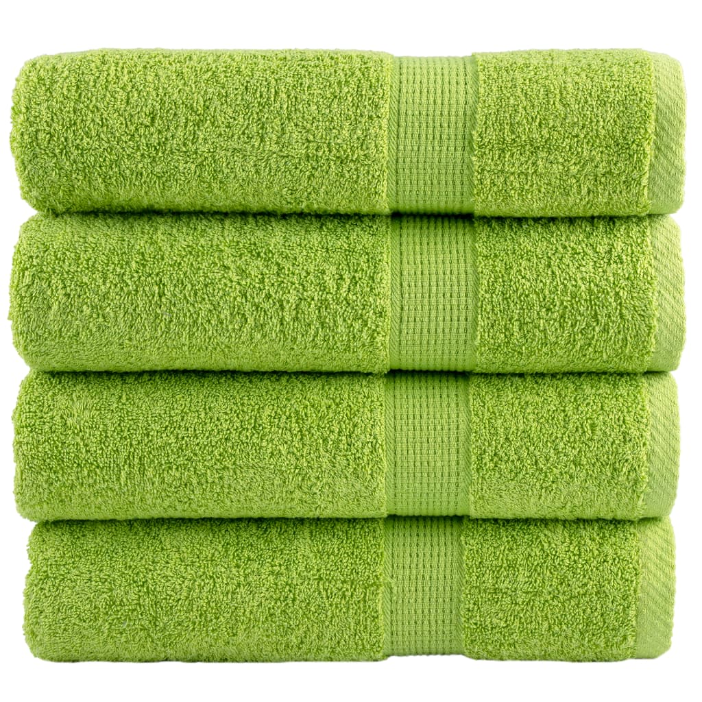 Serviettes de bain premium SOLUND 4 p. Vert Pomme 100x150 cm 600 g/m²