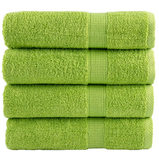 Serviettes de bain premium SOLUND 4 p. Vert Pomme 100x150 cm 600 g/m²