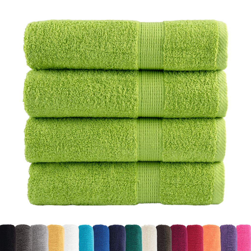 Serviettes de bain premium SOLUND 4 p. Vert Pomme 100x150 cm 600 g/m²