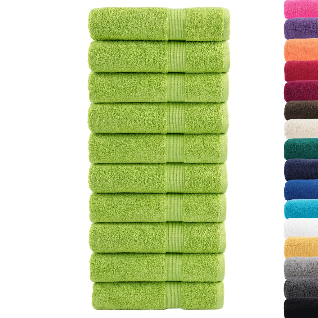 Serviettes de bain premium SOLUND 10 pcs Vert pomme 100x150 cm 600 g/m²