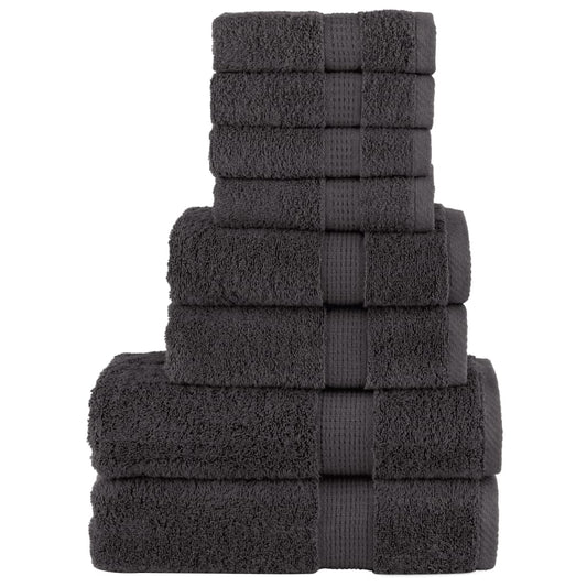 Set de 8 serviettes de toilette SOLUND anthracite de qualité supérieure, 600 g/m²