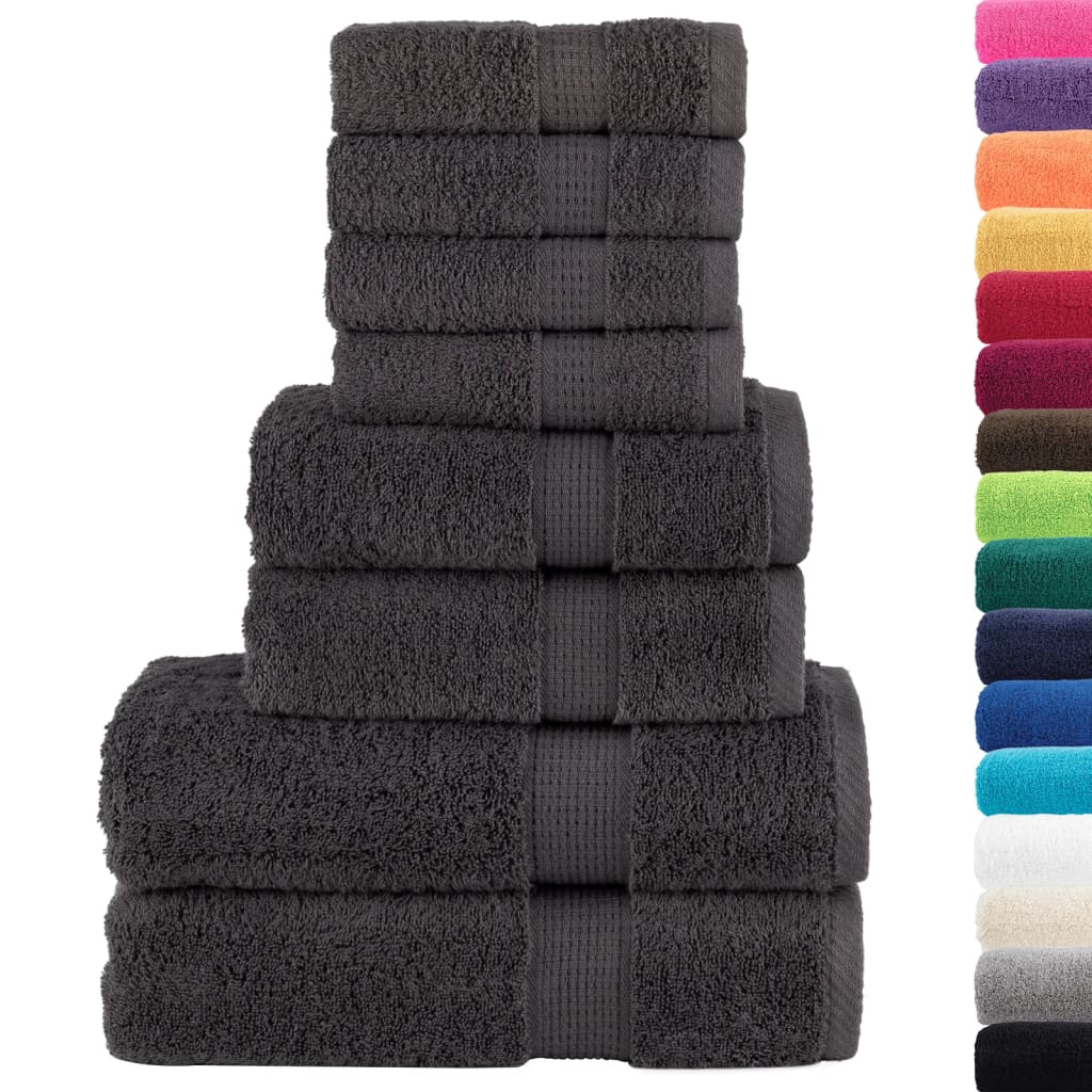 Set de 8 serviettes de toilette SOLUND anthracite de qualité supérieure, 600 g/m²