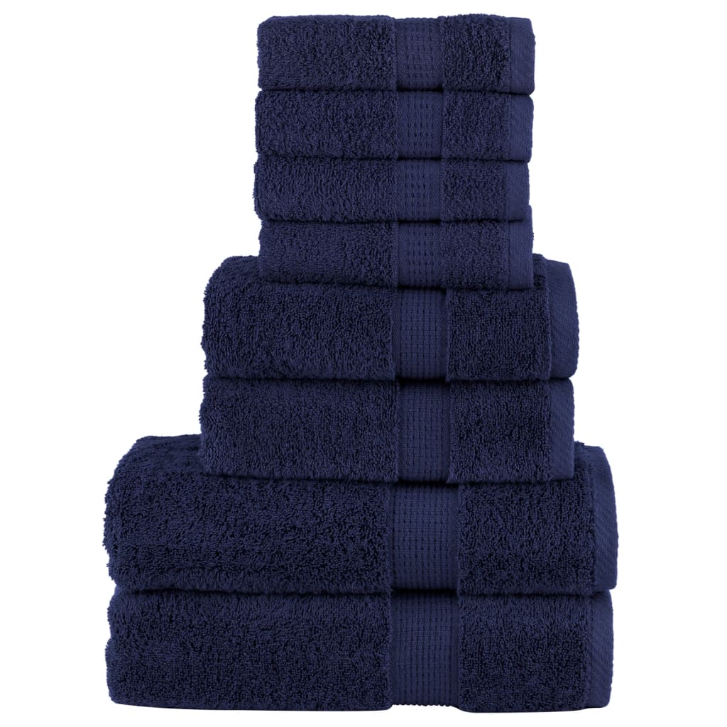 Lot de 8 serviettes de toilette premium SOLUND bleu marine 600 g/m²