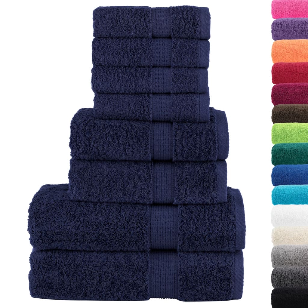 Lot de 8 serviettes de toilette premium SOLUND bleu marine 600 g/m²
