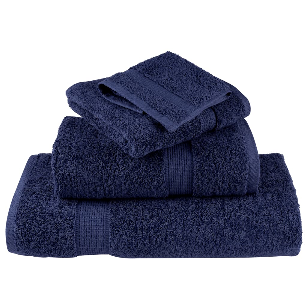 Lot de 8 serviettes de toilette premium SOLUND bleu marine 600 g/m²