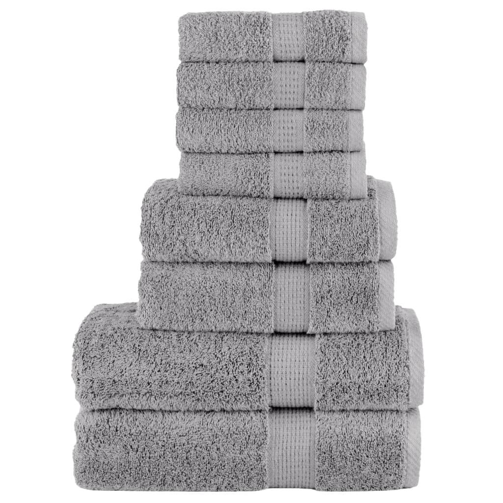 8-piece Premium Towel Set SOLUND Grey 600 g/m²