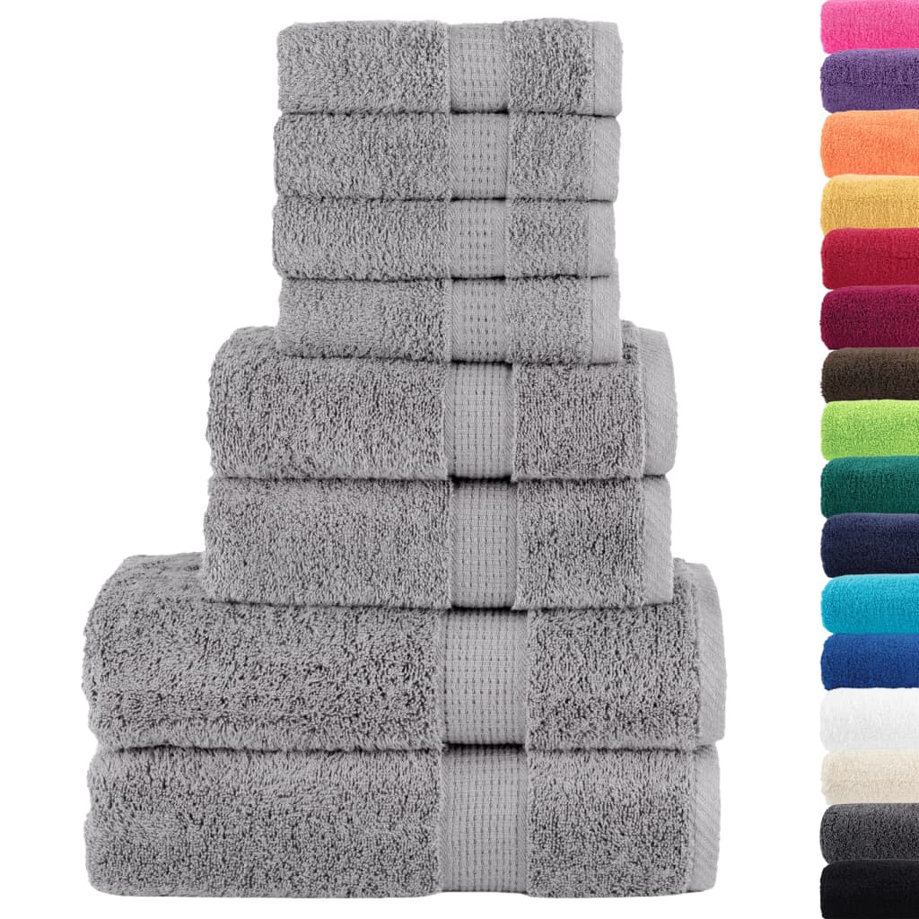 8-piece Premium Towel Set SOLUND Grey 600 g/m²