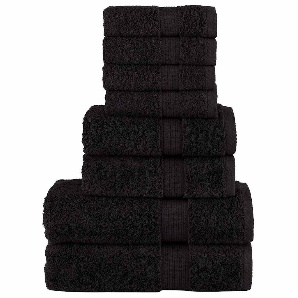 8-piece Premium Towel Set SOLUND Black 600 gsm