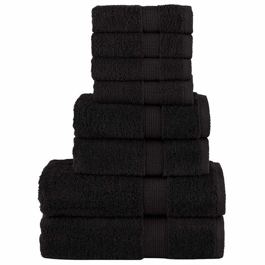 Lot de 8 serviettes de toilette premium SOLUND Noir 600 g/m²