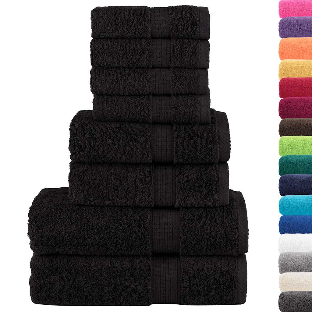 8-piece Premium Towel Set SOLUND Black 600 gsm