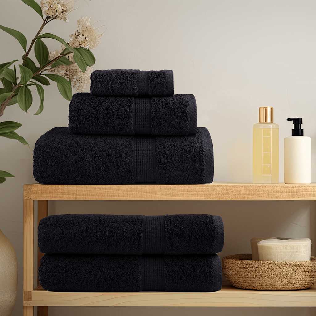 8-piece Premium Towel Set SOLUND Black 600 gsm