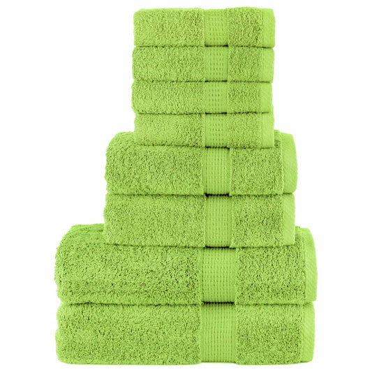 Lot de 8 serviettes de toilette premium SOLUND vert pomme 600 g/m²