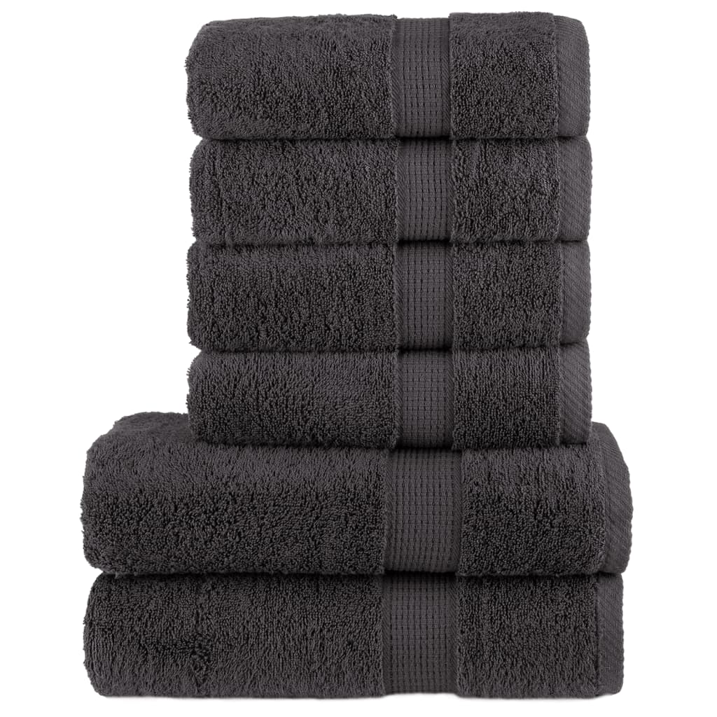 Lot de 6 serviettes éponge premium SOLUND anthracite 600 g/m²
