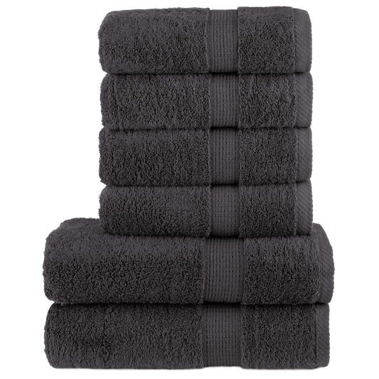 Lot de 6 serviettes éponge premium SOLUND anthracite 600 g/m²