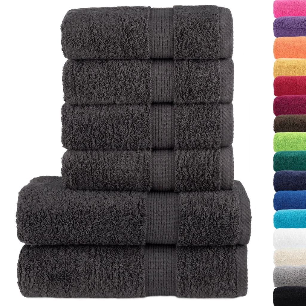 Lot de 6 serviettes éponge premium SOLUND anthracite 600 g/m²