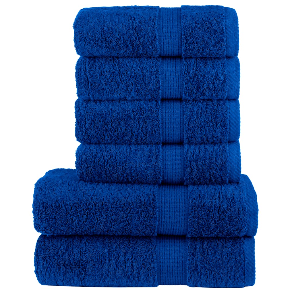 Lot de 6 serviettes de toilette Premium SOLUND bleu 600 g/m²