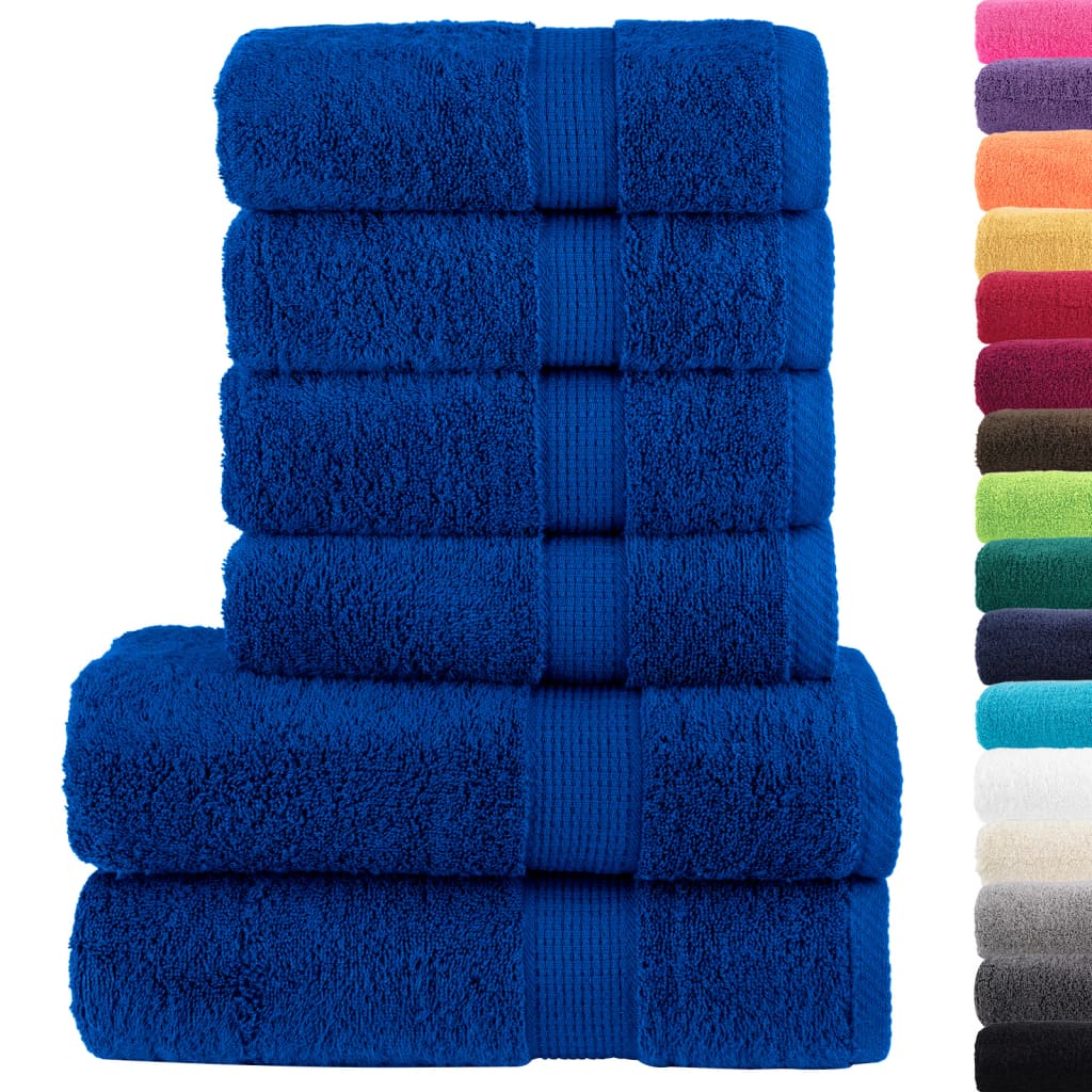 Lot de 6 serviettes de toilette Premium SOLUND bleu 600 g/m²