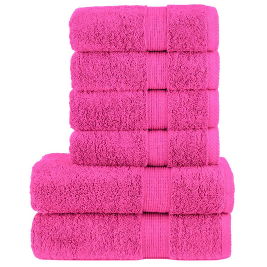 Lot de 6 serviettes de toilette Premium SOLUND Rose 600 g/m²