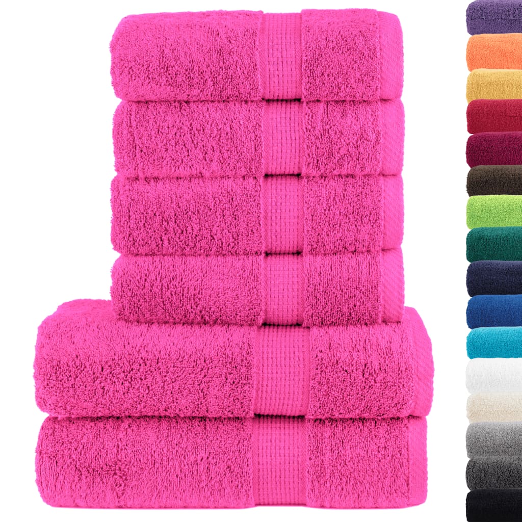Lot de 6 serviettes de toilette Premium SOLUND Rose 600 g/m²