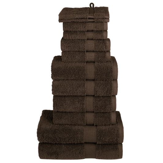 Set de 12 serviettes de toilette premium SOLUND marron 600 g/m²