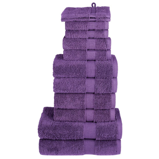 12 tlg. Premium-Handtuch-Set SOLUND Lila 600 g/m²