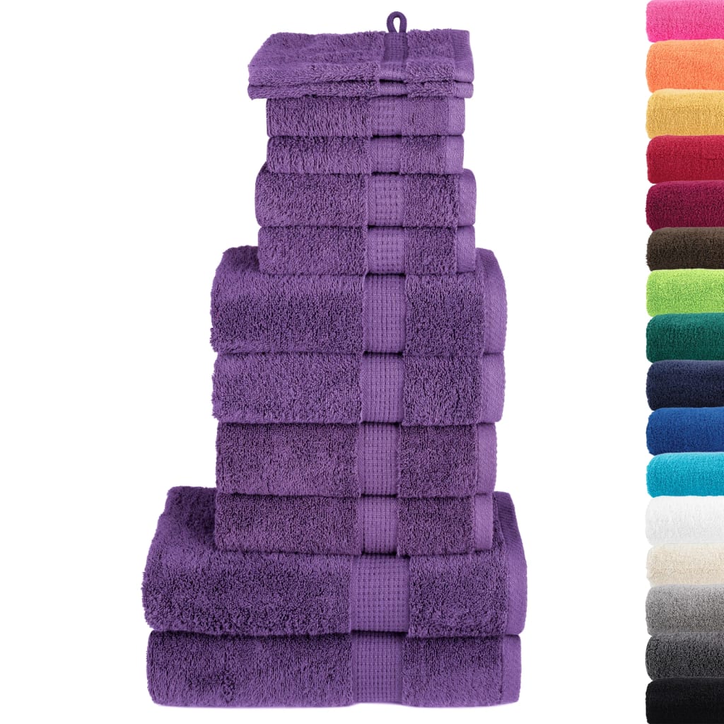 Lot de 12 serviettes de toilette premium SOLUND violettes 600 g/m²