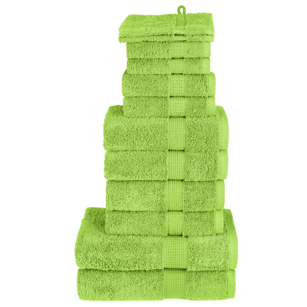 Lot de 12 serviettes de toilette premium SOLUND vert pomme 600 g/m²